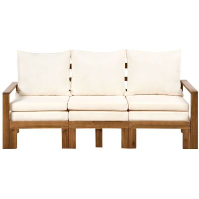 Beliani Banc De Jardin En Bois 190 Cm Convertible Pour L'Extérieur Avec Coussins Beige - Publicité Beliani Banc De Jardin En Bois 190 Cm Convertible Pour L'Extérieur Avec Coussins Beige - Publicité