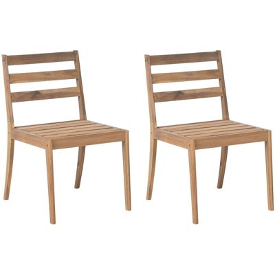 Beliani Lot De 2 Chaises Rustiques En Bois D'Acacia Certifié Pour L'Extérieur Marron Cla - Publicité Beliani Lot De 2 Chaises Rustiques En Bois D'Acacia Certifié Pour L'Extérieur Marron Cla - Publicité