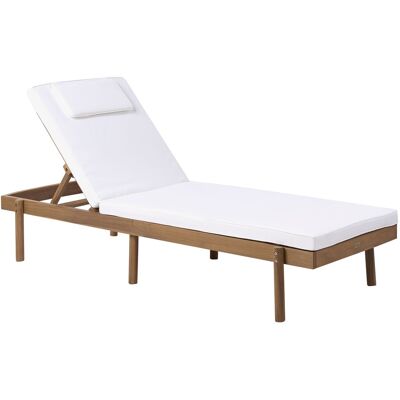 Beliani Chaise Longue En Bois D'Acacia Certifié Pliante Avec Coussin Meuble De Jardin Te - Publicité Beliani Chaise Longue En Bois D'Acacia Certifié Pliante Avec Coussin Meuble De Jardin Te - Publicité
