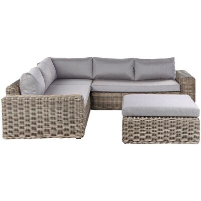 Beliani Ensemble De Jardin Modulable En Rotin Pe 6 Places Coussins Gris Marron Clair Pal - Publicité Beliani Ensemble De Jardin Modulable En Rotin Pe 6 Places Coussins Gris Marron Clair Pal - Publicité