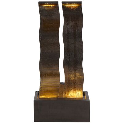 Beliani Fontaine De Jardin En Résine Extérieur Avec Éclairage Led Marron Sunline - Publicité Beliani Fontaine De Jardin En Résine Extérieur Avec Éclairage Led Marron Sunline - Publicité