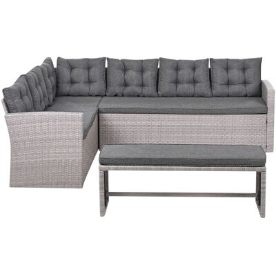 Beliani Canapé D'Angle De Jardin Classique En Rotin Pe Tressé 8 Places Avec Coussin - Publicité Beliani Canapé D'Angle De Jardin Classique En Rotin Pe Tressé 8 Places Avec Coussin - Publicité