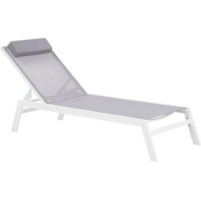 Beliani Chaise Longue De Jardin En Aluminium Et Textile Blanc Et Gris Industriel Catania - Publicité Beliani Chaise Longue De Jardin En Aluminium Et Textile Blanc Et Gris Industriel Catania - Publicité