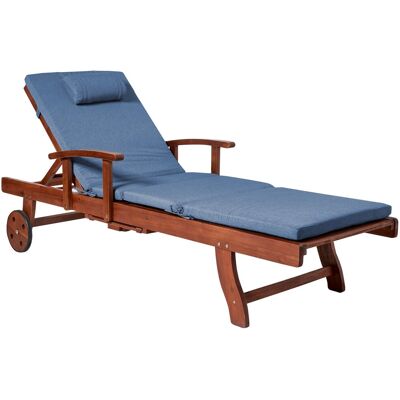 Beliani Chaise Longue De Jardin En Bois D'Acacia Avec Coussin D'Assise En Tissu Résistan - Publicité Beliani Chaise Longue De Jardin En Bois D'Acacia Avec Coussin D'Assise En Tissu Résistan - Publicité