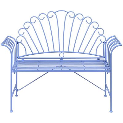 Beliani Banc De Jardin Vintage En Métal Avec Accoudoirs Évasés 2 Places Bleu Clair - Publicité Beliani Banc De Jardin Vintage En Métal Avec Accoudoirs Évasés 2 Places Bleu Clair - Publicité
