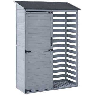 Beliani Abri De Jardin En Bois Toit En Asphalte Avec Étagères Et Portes À Loquet Gris - Publicité Beliani Abri De Jardin En Bois Toit En Asphalte Avec Étagères Et Portes À Loquet Gris - Publicité
