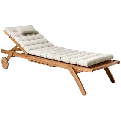 Beliani Chaise Longue En Bois D'Acacia Transat Terrasse Patio Incurvé Avec Coussin - Publicité Beliani Chaise Longue En Bois D'Acacia Transat Terrasse Patio Incurvé Avec Coussin - Publicité