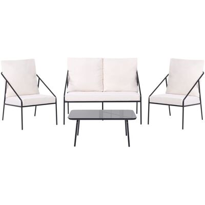 Beliani Ensemble De Jardin Moderne 4 Places Structure En Métal Coussins En Coton Avec Ho - Publicité Beliani Ensemble De Jardin Moderne 4 Places Structure En Métal Coussins En Coton Avec Ho - Publicité