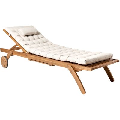 Beliani Chaise Longue En Bois D'Acacia Transat Terrasse Patio Incurvé Avec Coussin - Publicité Beliani Chaise Longue En Bois D'Acacia Transat Terrasse Patio Incurvé Avec Coussin - Publicité
