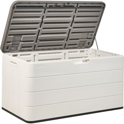Beliani Coffre De Rangement De Jardin Pour Coussins En Plastique 116 X 60 Cm Blanc - Publicité Beliani Coffre De Rangement De Jardin Pour Coussins En Plastique 116 X 60 Cm Blanc - Publicité