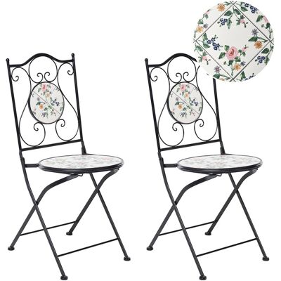 Beliani Lot De 2 Chaises De Jardin En Métal Pliables Fer Forgé Carreaux De Mosaïque Céra - Publicité Beliani Lot De 2 Chaises De Jardin En Métal Pliables Fer Forgé Carreaux De Mosaïque Céra - Publicité