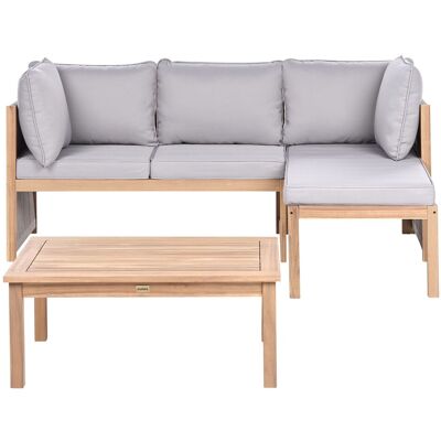 Beliani Ensemble De Canapés D'Angle De Jardin En Bois D'Acacia Certifié 3 Places Table B - Publicité Beliani Ensemble De Canapés D'Angle De Jardin En Bois D'Acacia Certifié 3 Places Table B - Publicité