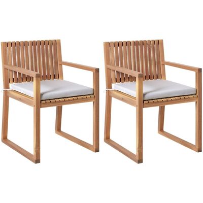 Beliani Lot De 2 Chaises De Jardin Rustique En Bois D'Acacia Certifié Avec Coussins - Publicité Beliani Lot De 2 Chaises De Jardin Rustique En Bois D'Acacia Certifié Avec Coussins - Publicité