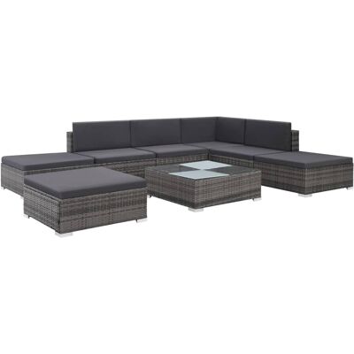 vidaXL - Ensemble salon jardin 8 pcs - Gris - Ensemble salon jardin - Publicité vidaXL - Ensemble salon jardin 8 pcs - Gris - Ensemble salon jardin - Publicité