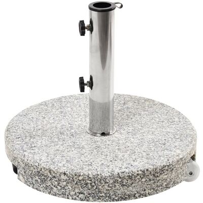 Beliani Base De Parasol En Granit Ronde Et Acier Inoxydable 45 Cm 30 Kg Gris Cerzeto - Publicité Beliani Base De Parasol En Granit Ronde Et Acier Inoxydable 45 Cm 30 Kg Gris Cerzeto - Publicité