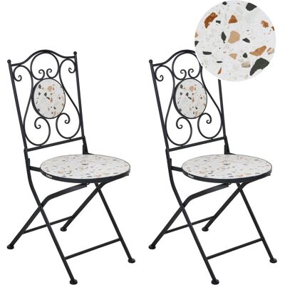 Beliani Lot De 2 Chaises De Jardin Vintage En Métal Avec Plateau Effet Terrazzo Structur - Publicité Beliani Lot De 2 Chaises De Jardin Vintage En Métal Avec Plateau Effet Terrazzo Structur - Publicité