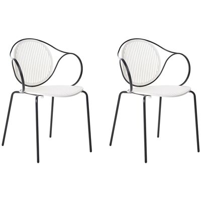 Beliani Lot De 2 Chaises De Jardin Moderne En Métal Acier Empilables Terrasse Extérieur - Publicité Beliani Lot De 2 Chaises De Jardin Moderne En Métal Acier Empilables Terrasse Extérieur - Publicité