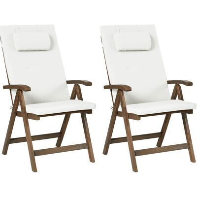 Beliani Lot De 2 Chaises De Jardin Rustique En Bois D'Acacia Pliables Et Réglables Avec - Publicité Beliani Lot De 2 Chaises De Jardin Rustique En Bois D'Acacia Pliables Et Réglables Avec - Publicité