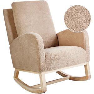 Beliani Fauteuil À Bascule Rembourré Pieds En Bois Avec Accoudoirs En Tissu Bouclé Beige - Publicité Beliani Fauteuil À Bascule Rembourré Pieds En Bois Avec Accoudoirs En Tissu Bouclé Beige - Publicité