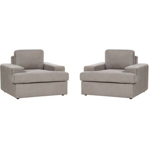 Beliani Fauteuils En Tissu Taupe Contreplaqué Et Bois D'Eucalyptus Rembourré En Mou - Publicité Beliani Fauteuils En Tissu Taupe Contreplaqué Et Bois D'Eucalyptus Rembourré En Mou - Publicité