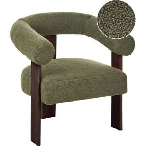 Beliani Fauteuil De Salon Rétro Pieds En Bois Marron Foncé Revêtement Rembourré Bouclé V - Publicité Beliani Fauteuil De Salon Rétro Pieds En Bois Marron Foncé Revêtement Rembourré Bouclé V - Publicité