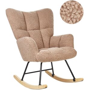 Beliani Fauteuil À Bascule Moderne En Tissu Bouclé Beige Sable Et Pieds En Bois Oulu - Publicité Beliani Fauteuil À Bascule Moderne En Tissu Bouclé Beige Sable Et Pieds En Bois Oulu - Publicité