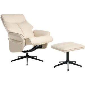 Beliani Fauteuil Inclinable Moderne En Cuir Vegan Avec Repose-Pied Pivotant Beige Clair - Publicité Beliani Fauteuil Inclinable Moderne En Cuir Vegan Avec Repose-Pied Pivotant Beige Clair - Publicité