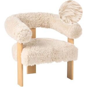Beliani Fauteuil De Salon Rétro Rembourré Fausse Fourrure Pieds En Bois Blanc Cassé Et M - Publicité Beliani Fauteuil De Salon Rétro Rembourré Fausse Fourrure Pieds En Bois Blanc Cassé Et M - Publicité