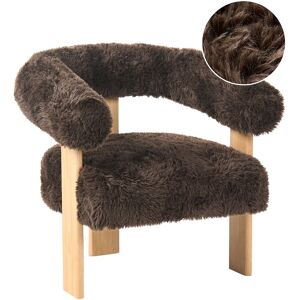 Beliani Fauteuil De Salon Rétro Rembourré Fausse Fourrure Pieds En Bois Marron Foncé Et - Publicité Beliani Fauteuil De Salon Rétro Rembourré Fausse Fourrure Pieds En Bois Marron Foncé Et - Publicité