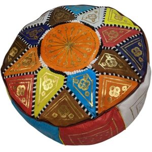 Terrapin Trading Ltd Pouf Rond En Cuir Marocain 1 Place Multicolore Rouge Commerce Équitable - Publicité Terrapin Trading Ltd Pouf Rond En Cuir Marocain 1 Place Multicolore Rouge Commerce Équitable - Publicité