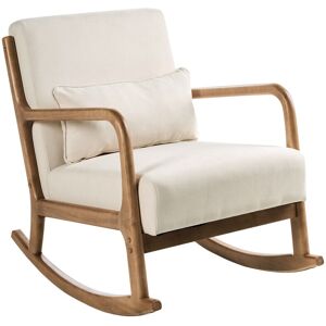 Beliani Fauteuil À Bascule En Tissu Avec Accoudoirs Et Coussin Pieds En Bois Beige Clair - Publicité Beliani Fauteuil À Bascule En Tissu Avec Accoudoirs Et Coussin Pieds En Bois Beige Clair - Publicité