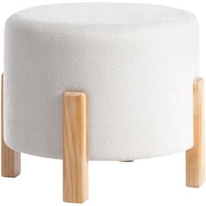 Beliani Pouf En Chenille Pieds En Bois Tabouret Repose-Pieds Ottoman Rond Blanc Cassé Te - Publicité Beliani Pouf En Chenille Pieds En Bois Tabouret Repose-Pieds Ottoman Rond Blanc Cassé Te - Publicité
