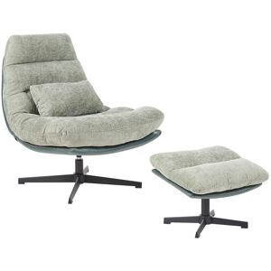 Beliani Fauteuil Avec Repose-Pieds Pivotant En Chenille Pouf Ottoman Base Unique Vert To - Publicité Beliani Fauteuil Avec Repose-Pieds Pivotant En Chenille Pouf Ottoman Base Unique Vert To - Publicité
