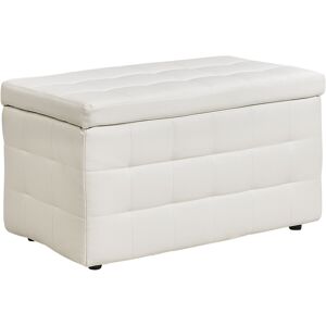 Beliani Pouf 72 X 42 Cm En Cuir Pu Avec Rangement Chesterfield Blanc Capitonné Michigan - Publicité Beliani Pouf 72 X 42 Cm En Cuir Pu Avec Rangement Chesterfield Blanc Capitonné Michigan - Publicité