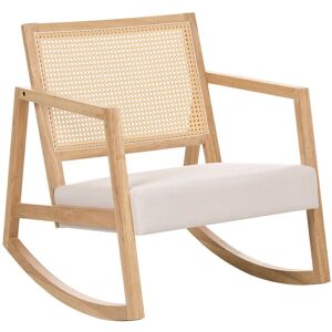 Beliani Fauteuil À Bascule En Tissu Rembourré Structure En Bois D'Hévéa Dossier Tressé M - Publicité Beliani Fauteuil À Bascule En Tissu Rembourré Structure En Bois D'Hévéa Dossier Tressé M - Publicité