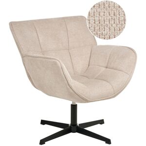 Beliani Fauteuil D'Appoint En Polyester Rembourré Siège Courbé Pivotant Beige Auma - Publicité Beliani Fauteuil D'Appoint En Polyester Rembourré Siège Courbé Pivotant Beige Auma - Publicité