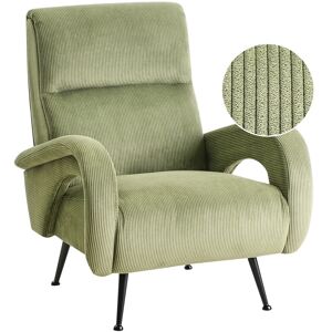 Beliani Fauteuil Retro En Velours Côtelé Rembourré Dossier Bas Vert Svalov - Publicité Beliani Fauteuil Retro En Velours Côtelé Rembourré Dossier Bas Vert Svalov - Publicité