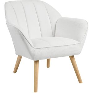 Beliani Fauteuil Rétro En Tissu Hydrofuge Avec Pieds En Bois D'Hévéa Et Accoudoirs Blanc - Publicité Beliani Fauteuil Rétro En Tissu Hydrofuge Avec Pieds En Bois D'Hévéa Et Accoudoirs Blanc - Publicité