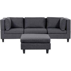 Beliani Canapé 3 Places Modulable Et Ottoman En Tissu Gris Foncé Et Bois D'Eucalyptus Ta - Publicité Beliani Canapé 3 Places Modulable Et Ottoman En Tissu Gris Foncé Et Bois D'Eucalyptus Ta - Publicité