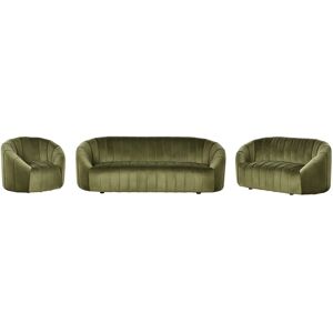 Ensemble de Canapés 6 Places Velours Vert Foncé Style Rétro - Canapé Set - Publicité Ensemble de Canapés 6 Places Velours Vert Foncé Style Rétro - Canapé Set - Publicité