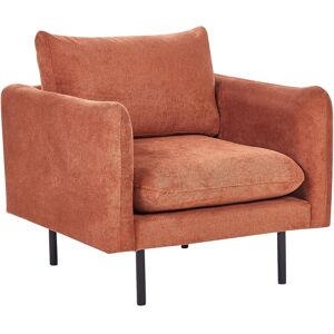 Beliani Fauteuil Moderne Assise Dossier Rembourrés En Tissu Chenille Marron Doré Et Pied - Publicité Beliani Fauteuil Moderne Assise Dossier Rembourrés En Tissu Chenille Marron Doré Et Pied - Publicité