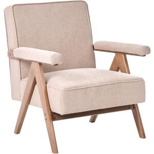 Beliani Fauteuil Retro Revêtement En Tissu Lin Synthétique Structure En Bois Avec Accoud - Publicité Beliani Fauteuil Retro Revêtement En Tissu Lin Synthétique Structure En Bois Avec Accoud - Publicité