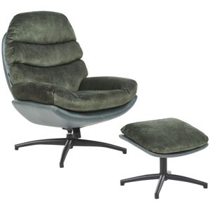 Beliani Fauteuil Avec Repose-Pieds En Velours Pouf Ottoman Base Unique Pivotant Vert Eid - Publicité Beliani Fauteuil Avec Repose-Pieds En Velours Pouf Ottoman Base Unique Pivotant Vert Eid - Publicité