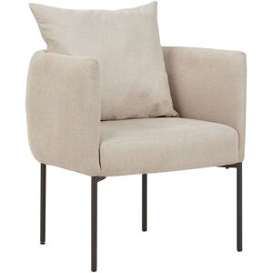 Beliani Fauteuil Rétro En Lin Synthétique Avec Coussin Pieds En Fer Noirs Beige Malmos - Publicité Beliani Fauteuil Rétro En Lin Synthétique Avec Coussin Pieds En Fer Noirs Beige Malmos - Publicité