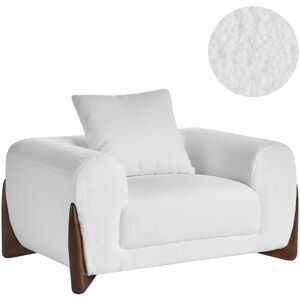Beliani Fauteuil Bouclé Avec Accoudoirs Et Pieds En Bois Salon Moderne Blanc Vinliden - Publicité Beliani Fauteuil Bouclé Avec Accoudoirs Et Pieds En Bois Salon Moderne Blanc Vinliden - Publicité