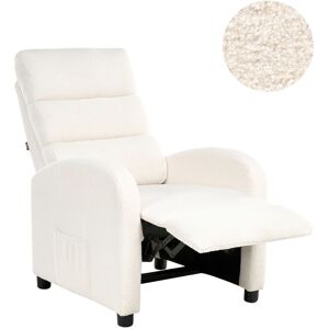 Beliani Fauteuil De Relaxation Retro En Tissu Bouclé Dossier Réglable Repose-Pieds Blanc - Publicité Beliani Fauteuil De Relaxation Retro En Tissu Bouclé Dossier Réglable Repose-Pieds Blanc - Publicité