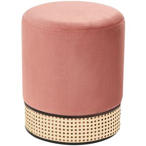 Beliani Pouffe Velours Rose Rattan Accent - Tabouret - Publicité Beliani Pouffe Velours Rose Rattan Accent - Tabouret - Publicité