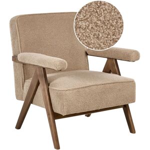 Beliani Fauteuil De Salon Rétro Structure En Bois Bouclé Rembourré Beige Sable Evje - Publicité Beliani Fauteuil De Salon Rétro Structure En Bois Bouclé Rembourré Beige Sable Evje - Publicité