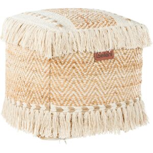 Beliani Alupola Beige Carré Jute Coton Pouf - Pouf - Publicité Beliani Alupola Beige Carré Jute Coton Pouf - Pouf - Publicité