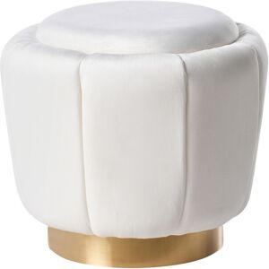 Beliani Pouf Moderne En Velours 43 X 37 Cm Base Dorée Blanc Irving - Publicité Beliani Pouf Moderne En Velours 43 X 37 Cm Base Dorée Blanc Irving - Publicité